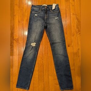 NWT Abercrombie Kids Girl's Dark Wash Distressed Jeans Size 15 16